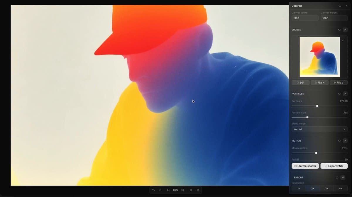 Image and particle trail effect created with Toolcraft